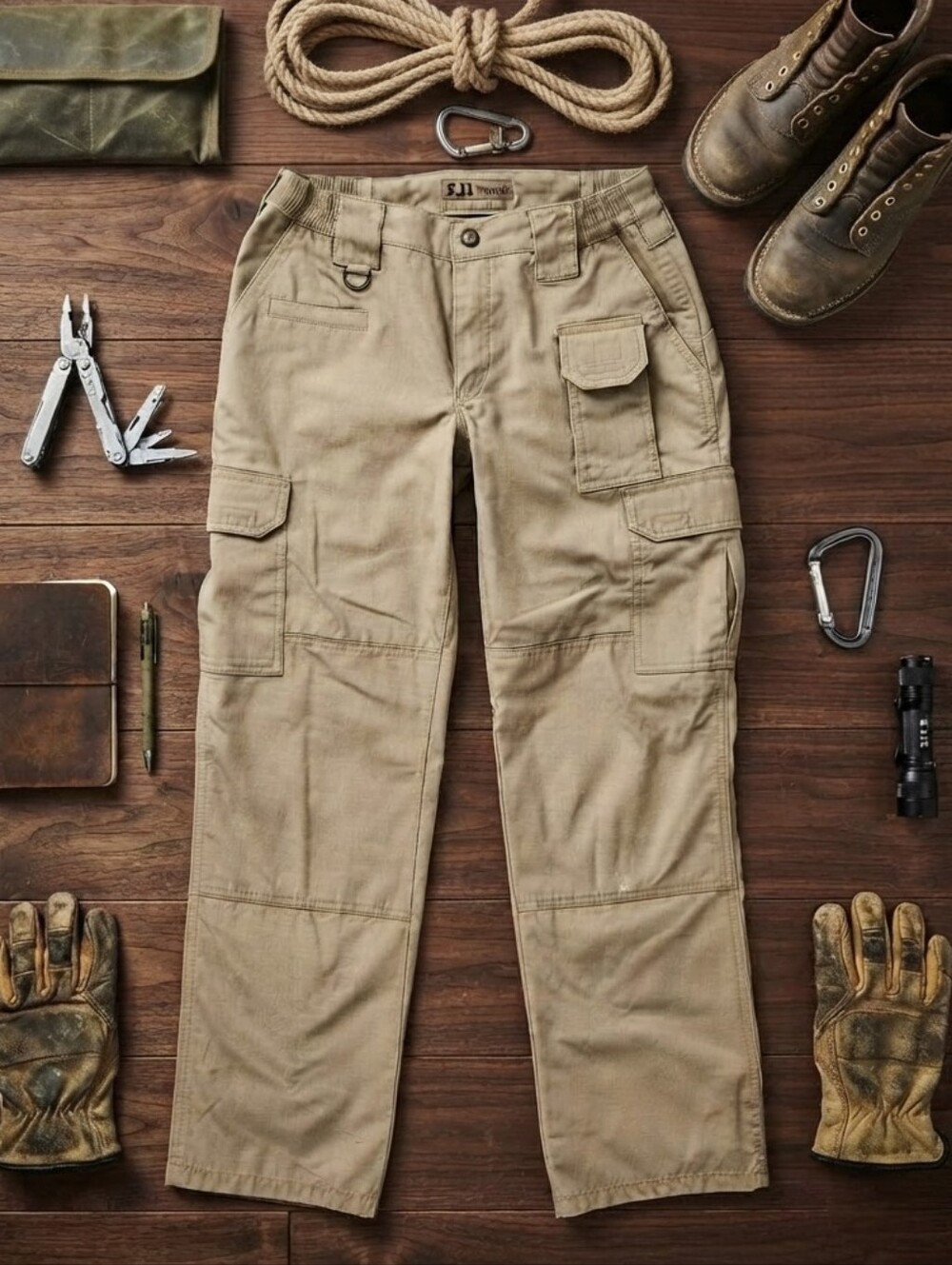 5.11 Tactical Women's Ripstop Cargo Work Pants Size 4 Khaki Tan Hiking Utility